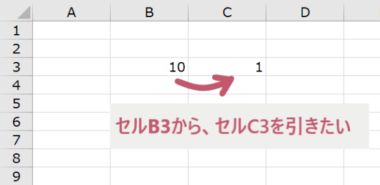 Excelでの引き算のやり方手順（例のイメージ）