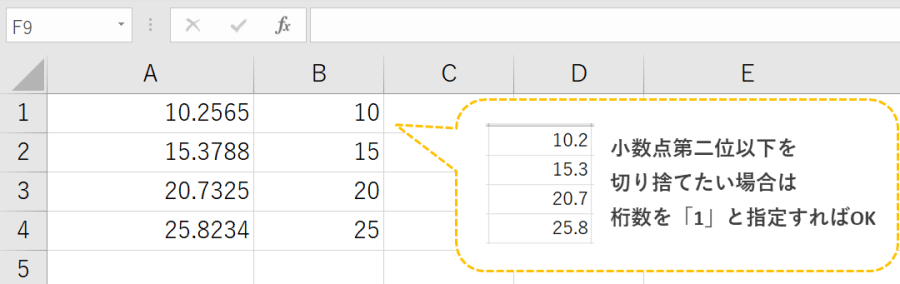 Excelで数値の小数点以下を切り捨てるには Sheeplog