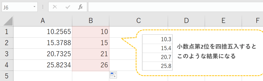 Excelで小数点以下を四捨五入するには Sheeplog